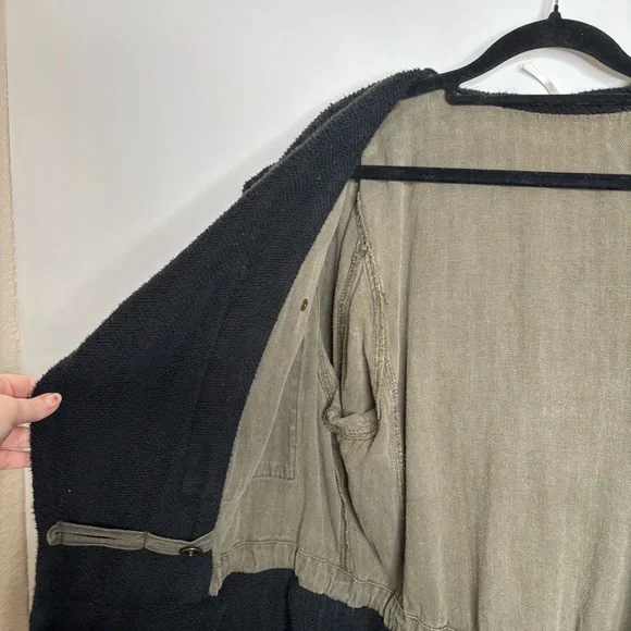 Free People Soft Peplum Hooded Military Army Green Cargo Jacket size Large - Picture 8 of 15